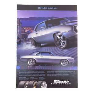 VTG Chevrolet Camaro Advertising Print Ad 1969 Muscle Car BFGoodrich Drift Art